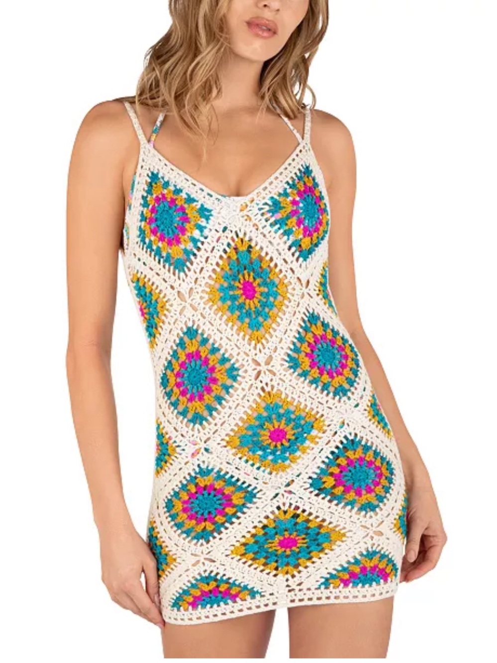 Hurley Crochet Diamonds Mini Dress Cover Up